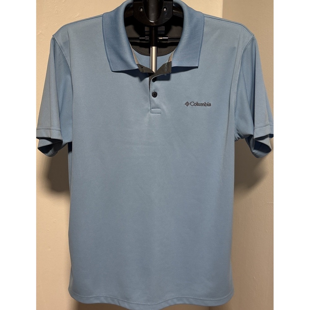 Columbia Omni Wick Golf Polo Shirt Large Mens Blue